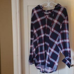 Blue plaid sweater no hood